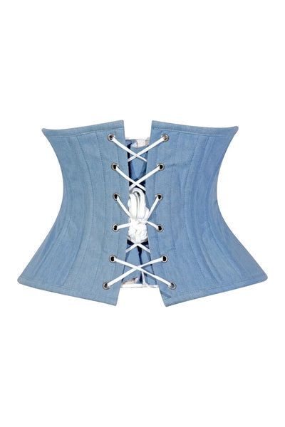 Lavish Lt Denim Mini Waist Cincher Underbust Corset Top - Daisy Corsets