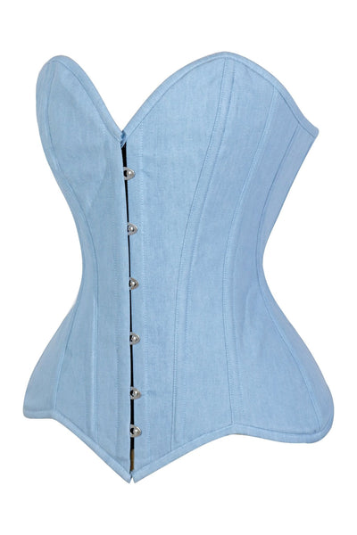 Lavish Lt Denim Overbust Corset Top - Daisy Corsets