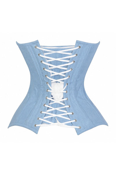 Lavish Lt Denim Underbust Waist Cincher Corset Top - Daisy Corsets