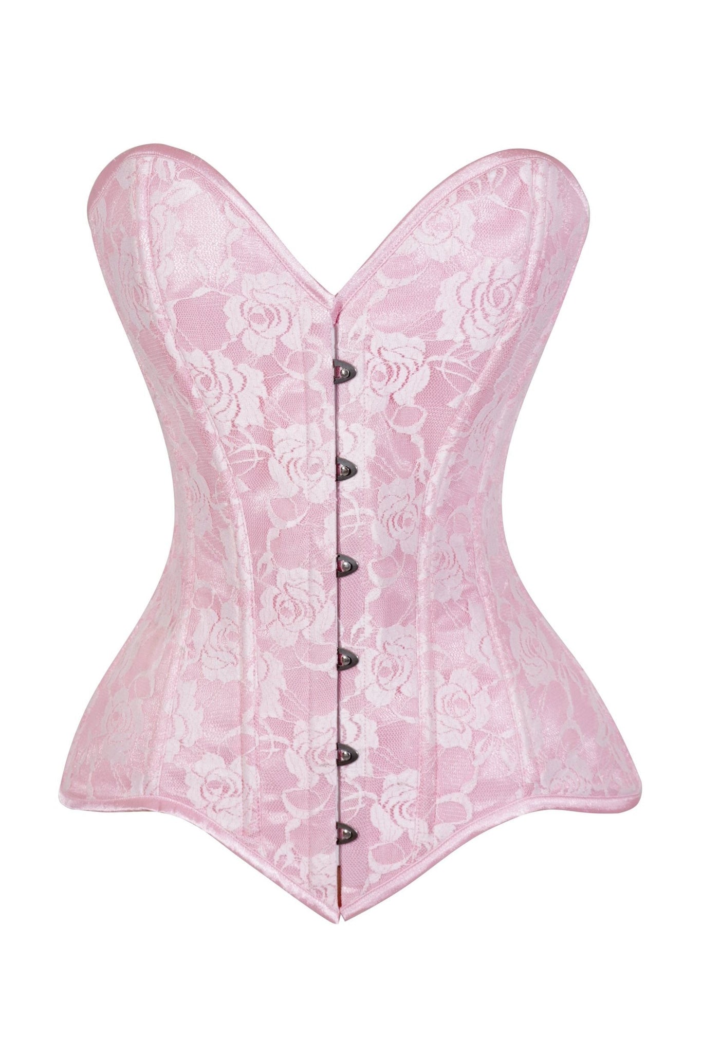 Lavish Lt Pink Lace Overbust Corset Sweetheart Neckline Busk Closure - Daisy Corsets