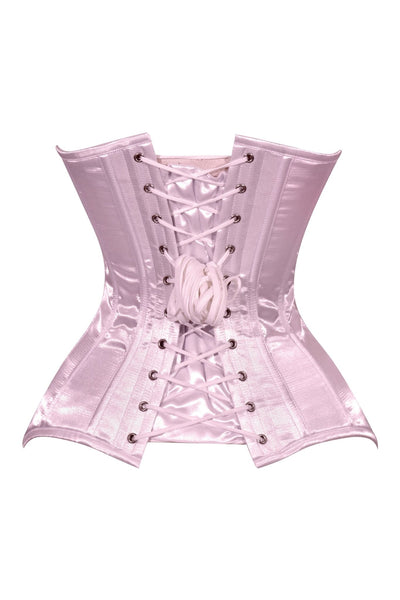 Lavish Lt Pink Satin Overbust Corset Sweetheart Neckline Busk Closure - Daisy Corsets