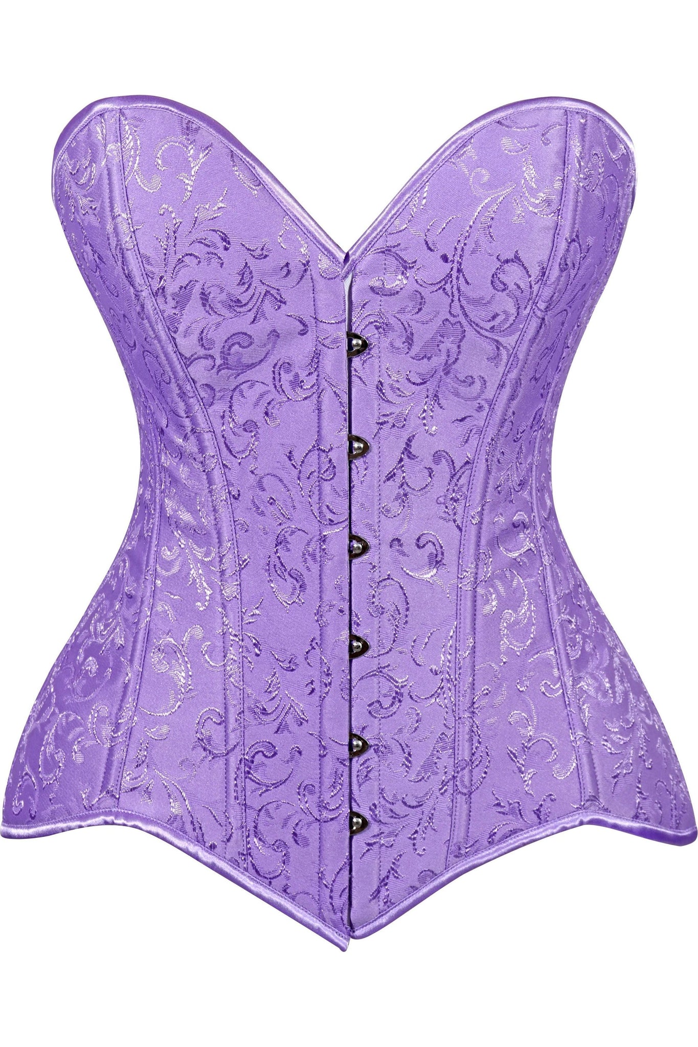 Lavish Lt Purple Brocade Overbust Corset W/Busk Closure - Daisy Corsets