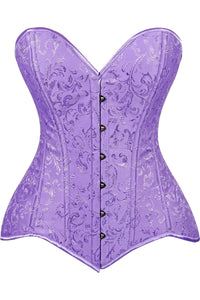 Lavish Lt Purple Brocade Overbust Corset W/Busk Closure - Daisy Corsets