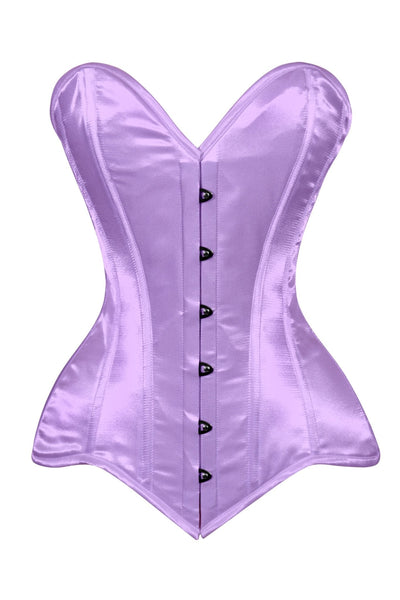 Lavish Lt Purple Satin Overbust Corset Sweetheart Neckline Busk Closure - Daisy Corsets