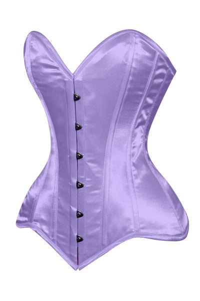 Lavish Lt Purple Satin Overbust Corset Sweetheart Neckline Busk Closure - Daisy Corsets