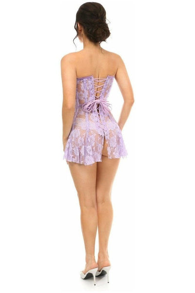 Lavish Lt Purple Sheer Lace Corset Dress - Daisy Corsets