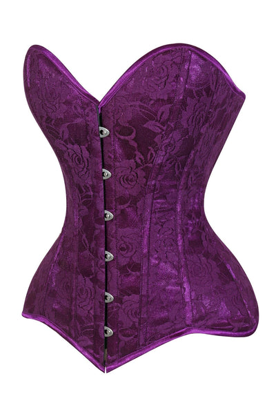 Lavish Magenta Lace Overbust Corset Sweetheart Neckline Busk Closure - Daisy Corsets