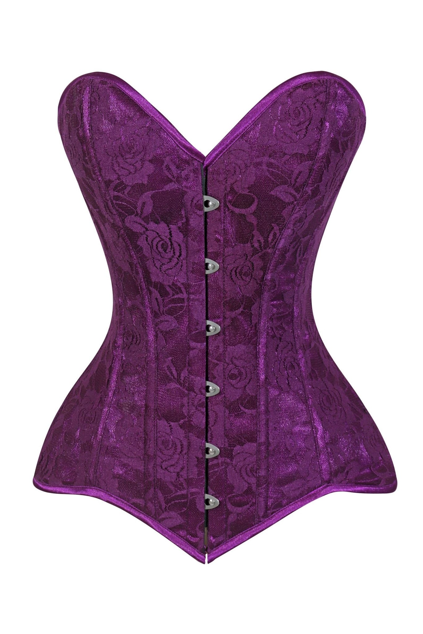 Lavish Magenta Lace Overbust Corset Sweetheart Neckline Busk Closure - Daisy Corsets