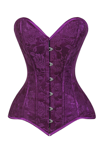 Lavish Magenta Lace Overbust Corset Sweetheart Neckline Busk Closure - Daisy Corsets