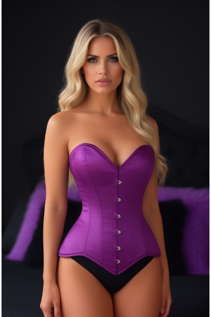 Lavish Magenta Overbust Corset Sweetheart Neckline Busk Closure - Daisy Corsets