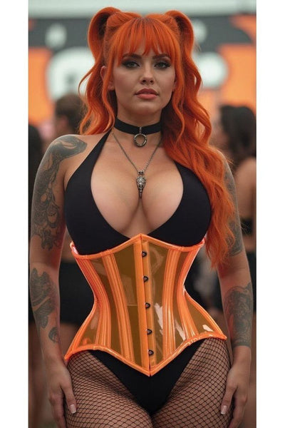 Lavish Orange Clear Curvy Underbust Waist Cincher Corset - Daisy Corsets