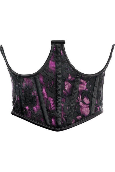 Lavish Pink w/Black Lace Overlay Open Cup Waist Cincher - Daisy Corsets