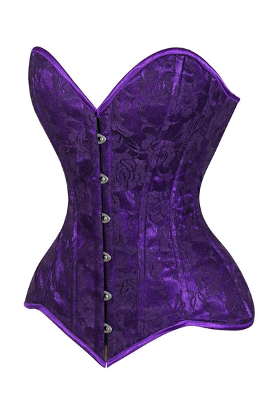 Lavish Purple Lace Overbust Corset Sweetheart Neckline Busk Closure - Daisy Corsets