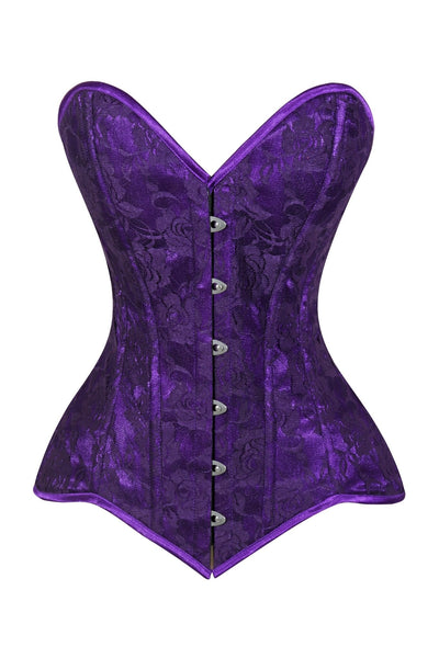 Lavish Purple Lace Overbust Corset Sweetheart Neckline Busk Closure - Daisy Corsets
