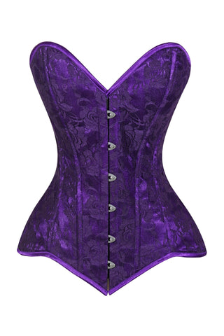 Lavish Purple Lace Overbust Corset Sweetheart Neckline Busk Closure - Daisy Corsets