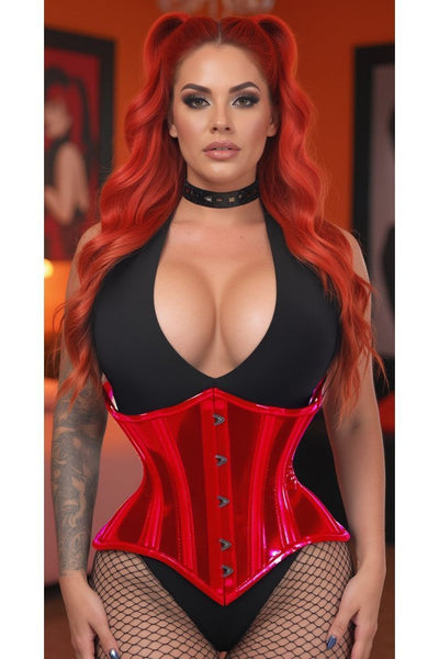 Lavish Red Clear Curvy Underbust Waist Cincher Corset - Daisy Corsets