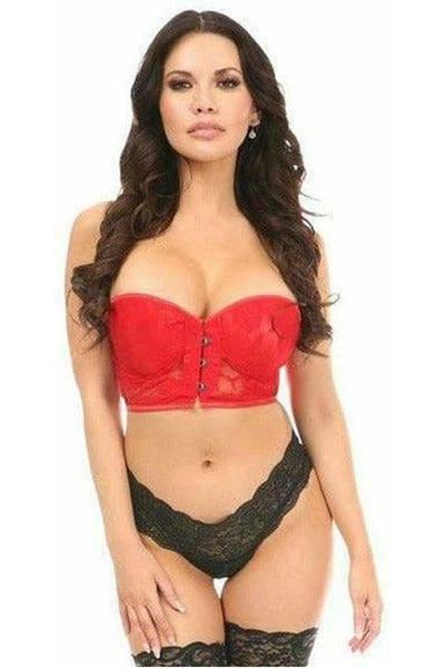 Lavish Red Lace Underwire Short Bustier - Daisy Corsets