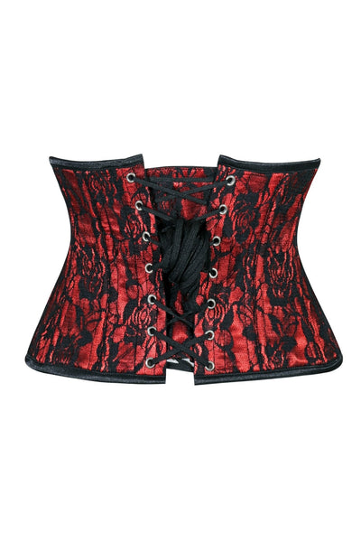 Lavish Red/Black Lace Mini Cincher Underbust Corset Waist Cincher Busk Closure - Daisy Corsets