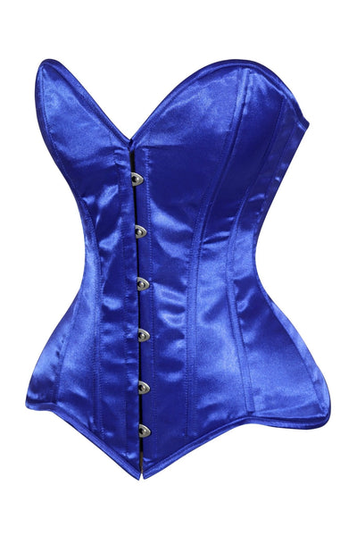Lavish Royal Blue Overbust Corset Sweetheart Neckline Busk Closure - Daisy Corsets