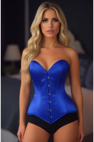 Lavish Royal Blue Overbust Corset Sweetheart Neckline Busk Closure - Daisy Corsets