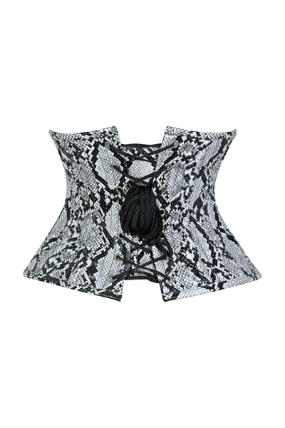 Lavish Snake Skin Print Mini Cincher Underbust Corset Waist Cincher Busk Closure - Daisy Corsets