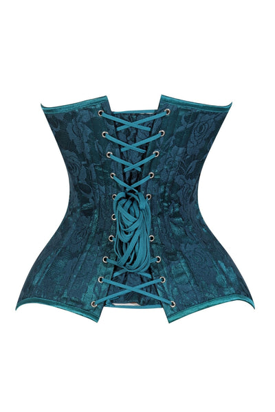 Lavish Teal Lace Overbust Corset Sweetheart Neckline Busk Closure - Daisy Corsets