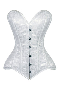 Lavish White Lace Overbust Corset Sweetheart Neckline Busk Closure - Daisy Corsets