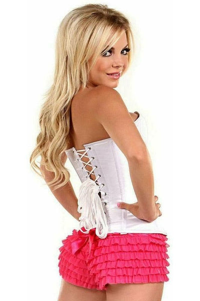 Lavish White Sweetheart Front Zipper Corset - Daisy Corsets
