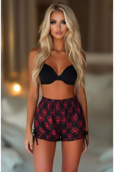 LIMITED EDITION Black & Red Gothic Skull Print Bloomers - Daisy Corsets