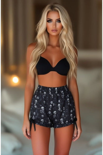 LIMITED EDITION Black & White Gothic Skull Print Bloomers - Daisy Corsets