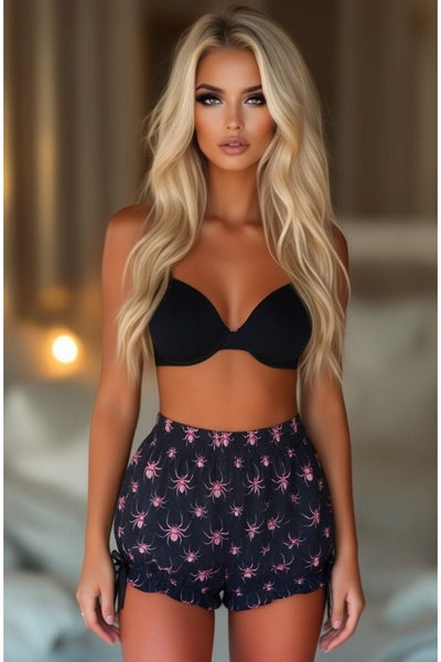 LIMITED EDITION Black/Pink Spider Crepe Bloomers - Daisy Corsets