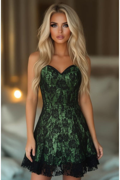LIMITED EDITION Lavish Green Lace Corset Dress - Daisy Corsets