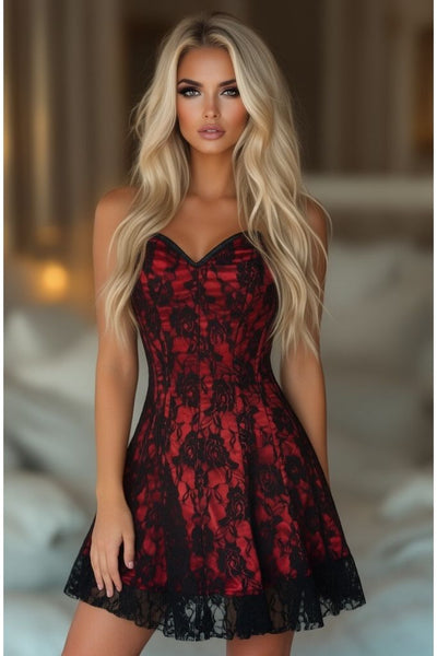 LIMITED EDITION Lavish Red Lace Corset Dress - Daisy Corsets