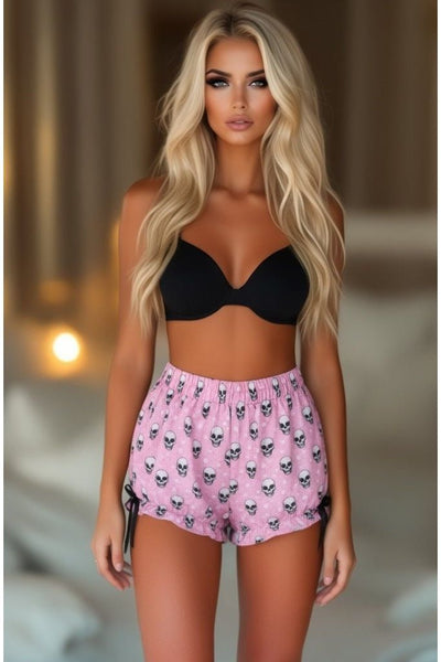 LIMITED EDITION Pink Skulls Crepe Bloomers - Daisy Corsets