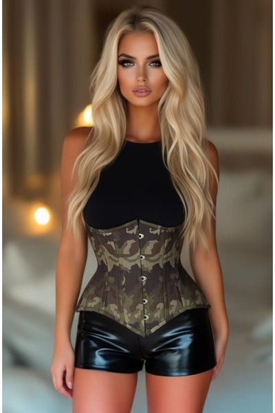 LIMITED EDITION Top Drawer Camouflage Double Steel Boned Waist Training Corset Cincher - Daisy Corsets