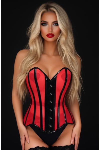 LIMITED EDITION Top Drawer Red Mesh Net w/Patent Steel Boned Overbust Corset - Daisy Corsets