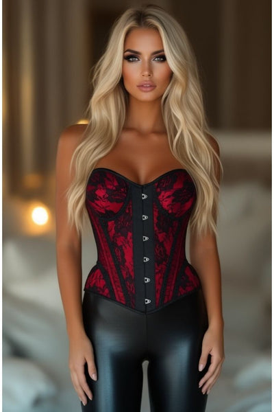 LIMITED EDITION Top Drawer Red w/Black Lace Steel Boned Underwire Bustier Corset - Daisy Corsets