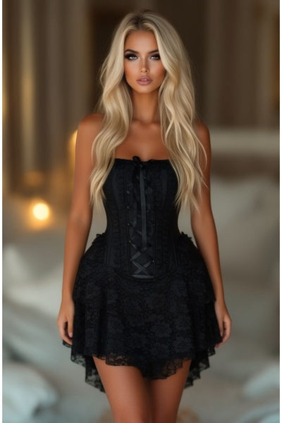 LIMITED EDITION Top Drawer Steel Boned Strapless Black Lace Victorian Corset Dress - Daisy Corsets