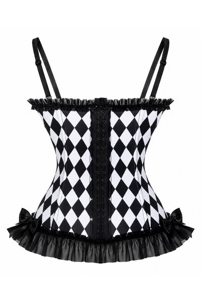PRE-ORDER Lavish Black Diamond Print Bustier Corset with Underwire Cups - Daisy Corsets