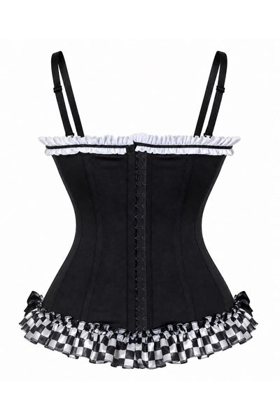 PRE-ORDER Lavish Blue/White/Black w/Checker Stretch Lycra Bustier Corset with Underwire Cups - Daisy Corsets