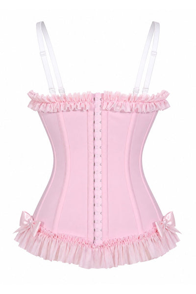 PRE-ORDER Lavish Light Pink Lace-Up Bustier Corset with Underwire Cups - Daisy Corsets