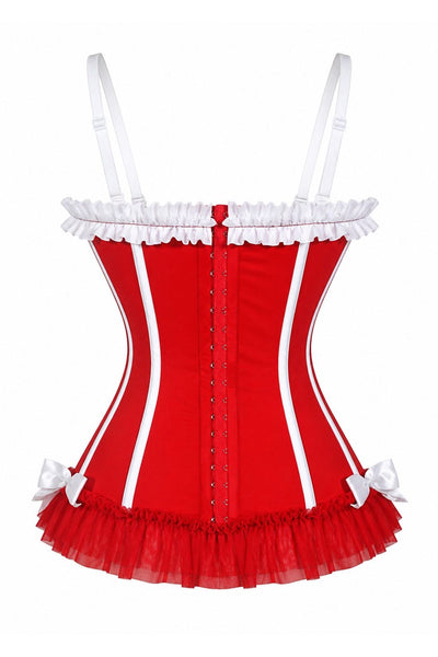 PRE-ORDER Lavish Red/White Lace-Up Bustier Corset with Underwire Cups - Daisy Corsets