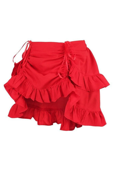 Red Crepe Ruched Bustle Skirt - Daisy Corsets