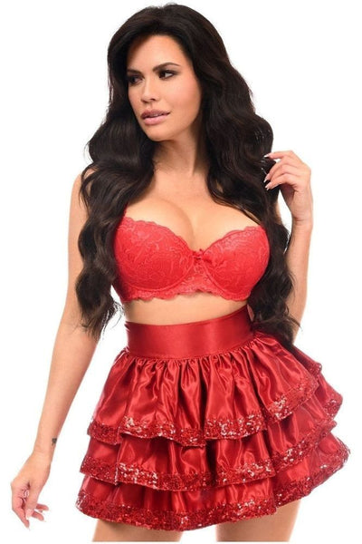 Red Sequin 3 Layer Skirt - Daisy Corsets