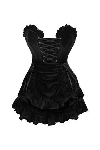 Top Drawer 2 PC Black Velvet Lace - Up Corset & Skirt Set - Daisy Corsets