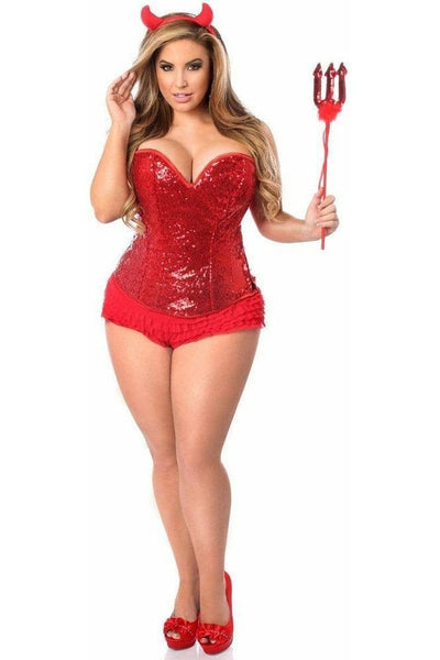 Top Drawer 4 PC Sequin Devil Corset Costume - Daisy Corsets