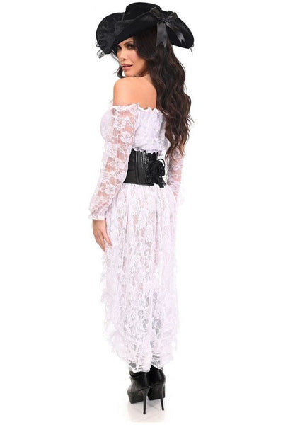 Top Drawer 4 PC White Premium Pirate Corset Costume - Daisy Corsets