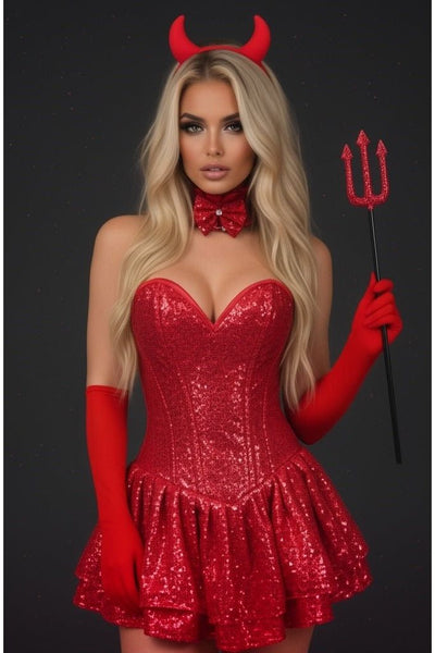 Top Drawer 5 PC Sequin Devil Corset Costume - Daisy Corsets