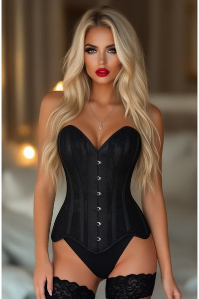 Top Drawer Black Sheer Mesh Net & Lace Steel Boned Overbust Corset - Daisy Corsets