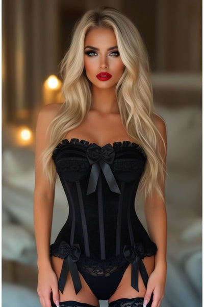 Top Drawer Black Velvet Steel Boned Burlesque Corset - Daisy Corsets